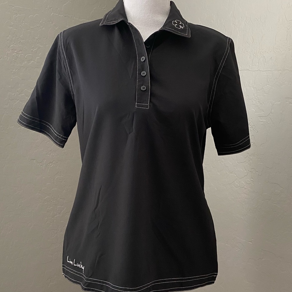 Black Clover Womens Live Lucky Black Polo Size Small
